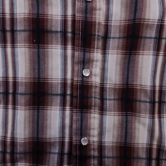 Ely Cattleman Pearl Snap Shirt Women's Large Red Plaid Long Sleeve Button Up - Picture 9 of 12